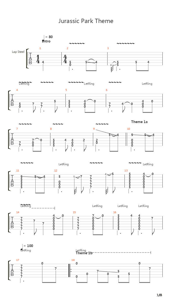 Jurassic Park(侏罗纪公园)吉他谱