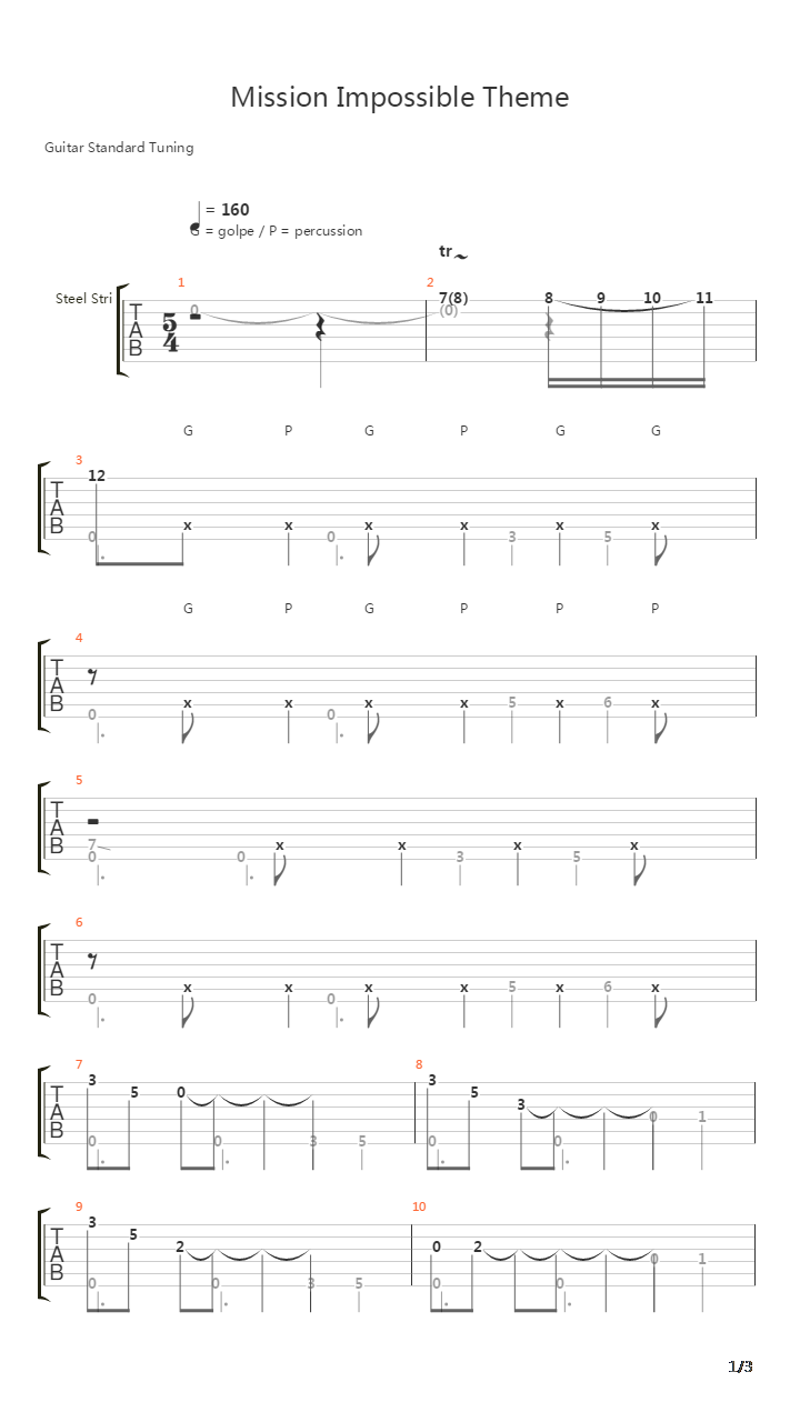 Mission Impossible(碟中碟)吉他谱