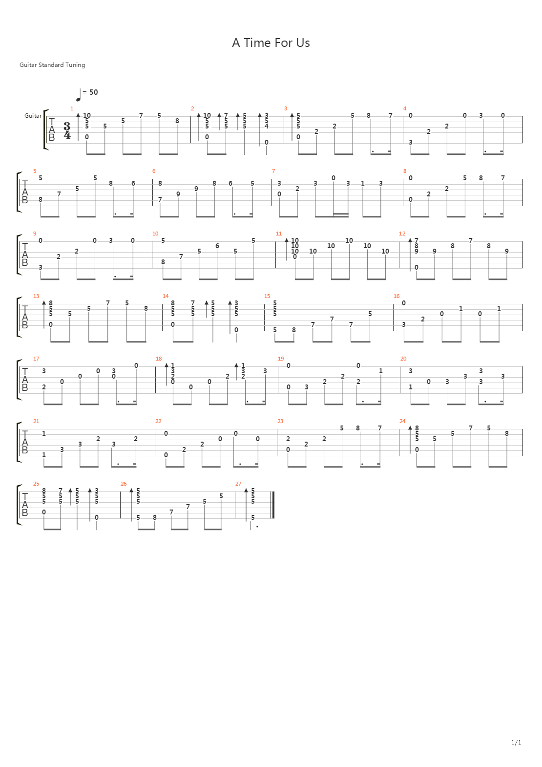 A Time For Us (Theme from 罗密欧与朱丽叶)吉他谱