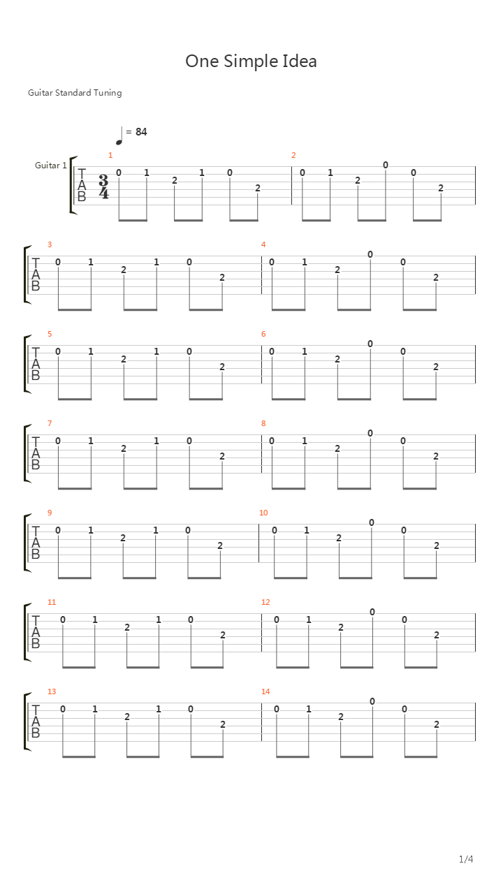 Inception(盗梦空间) - One Simple Idea吉他谱