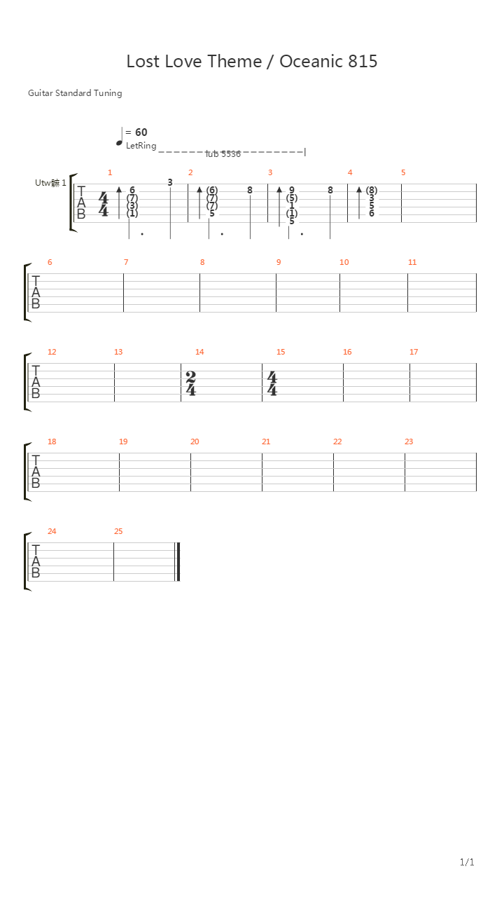 Lost(迷失) - Love Theme Oceanic 815吉他谱