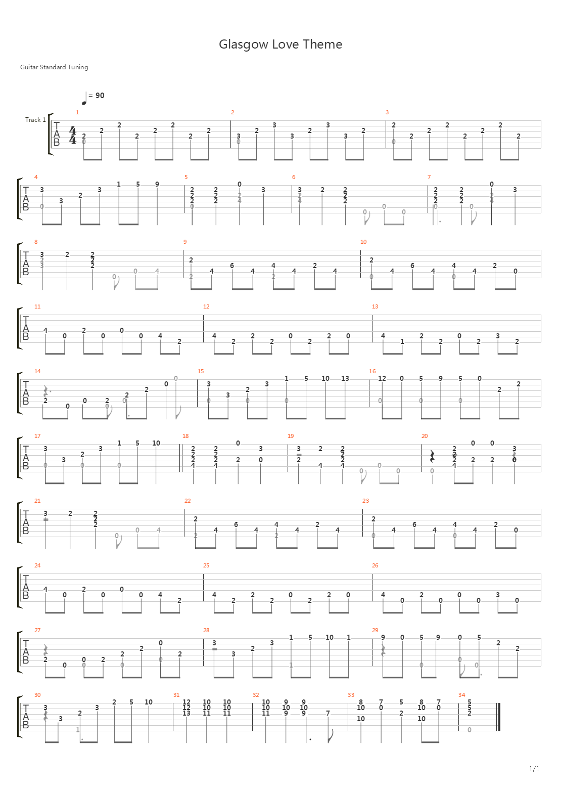 Love Actually(真爱至上) - Glasgow Love Theme吉他谱