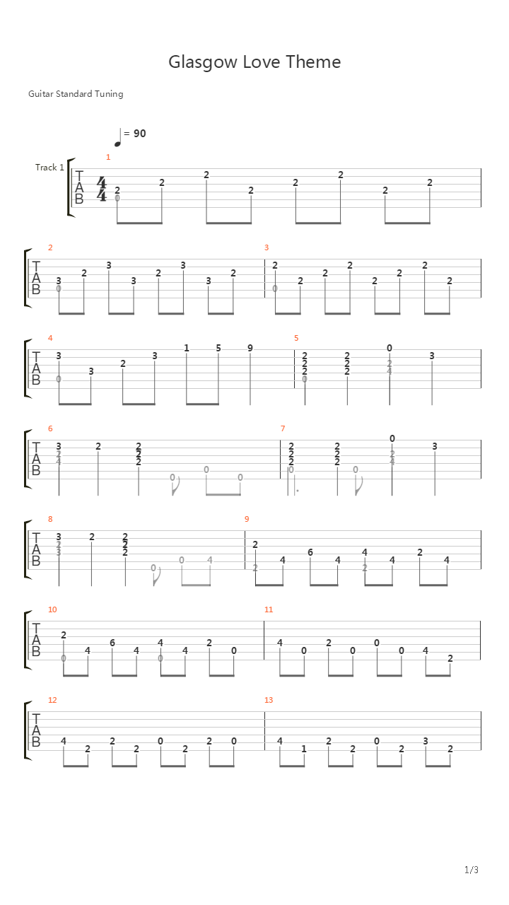 Love Actually(真爱至上) - Glasgow Love Theme吉他谱
