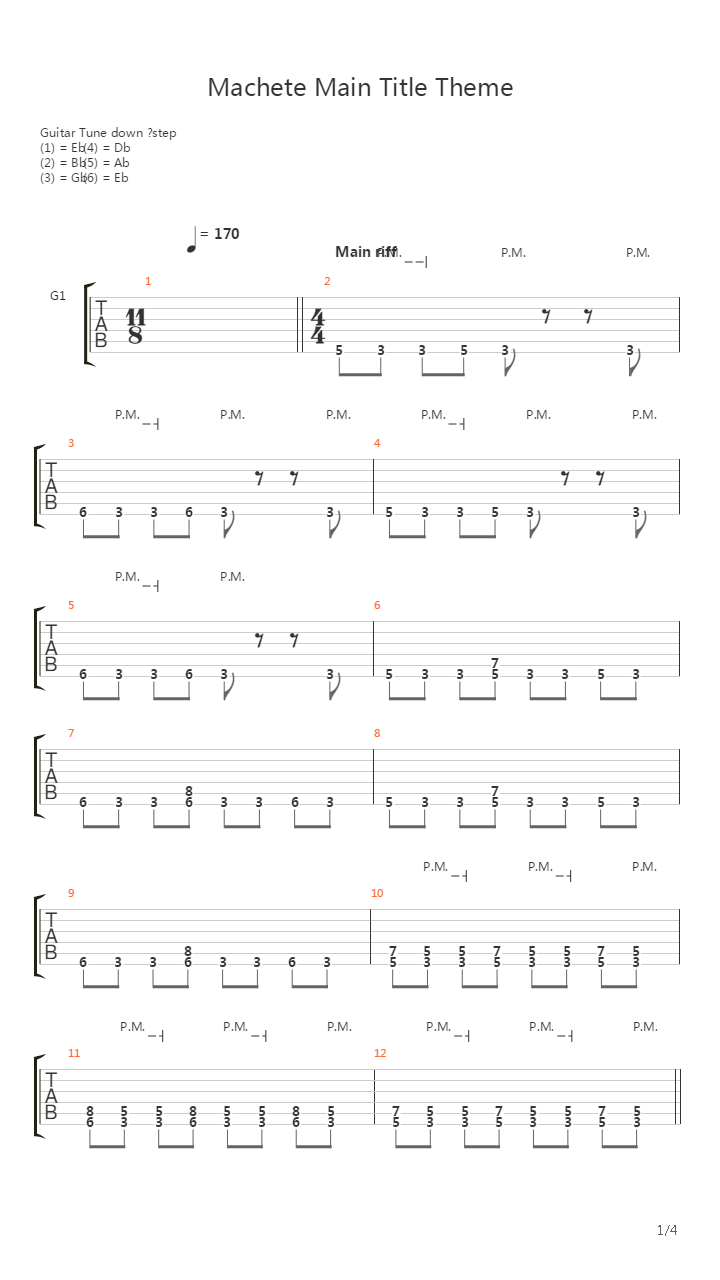 Machete(《弯刀》主题曲)吉他谱