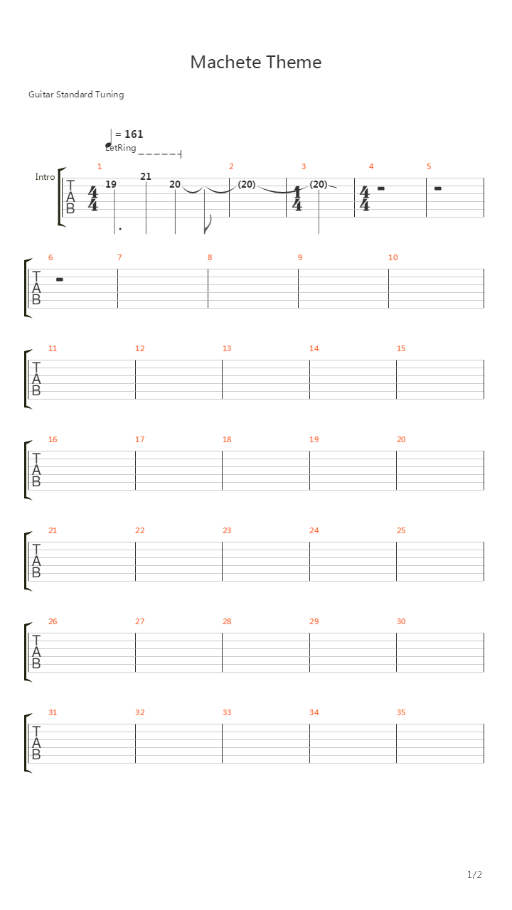 Machete(《弯刀》主题曲)吉他谱