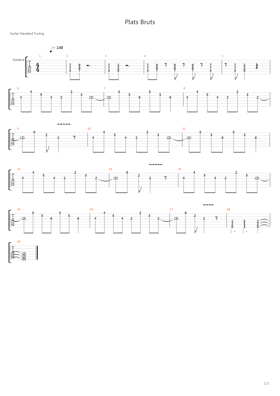 Plats Bruts - Opening吉他谱