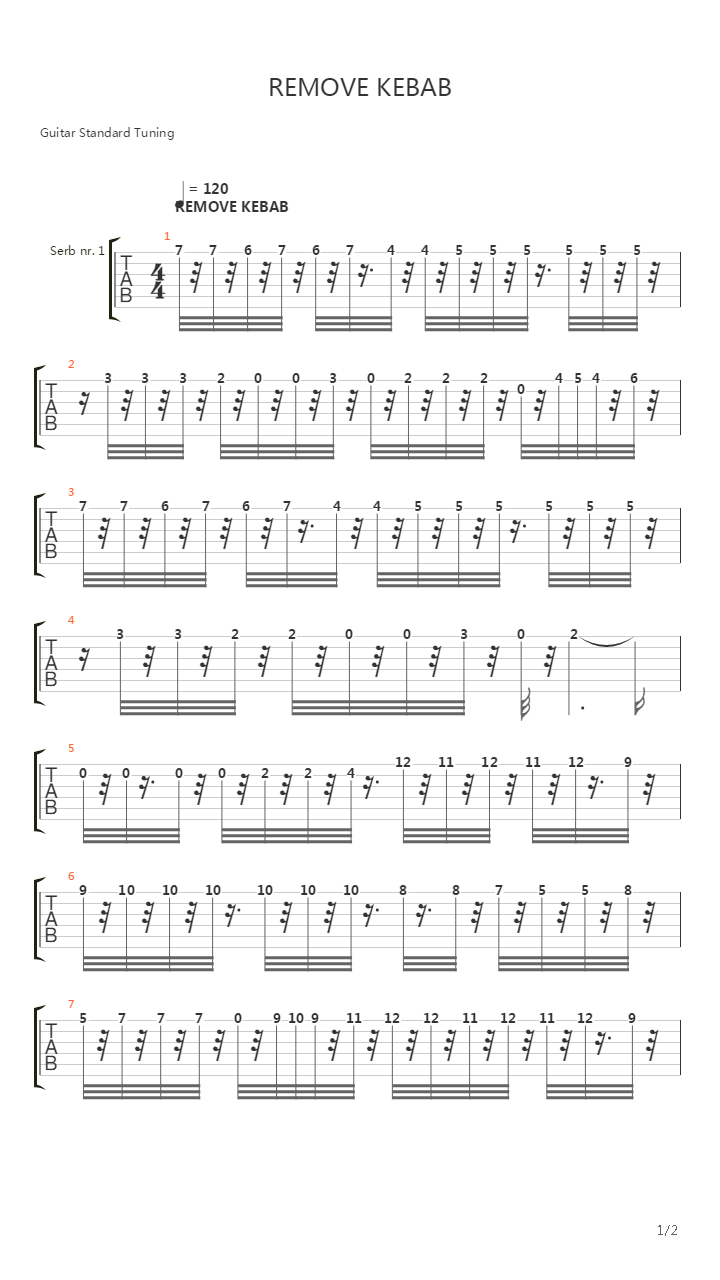 Remove Kebab - Theme吉他谱
