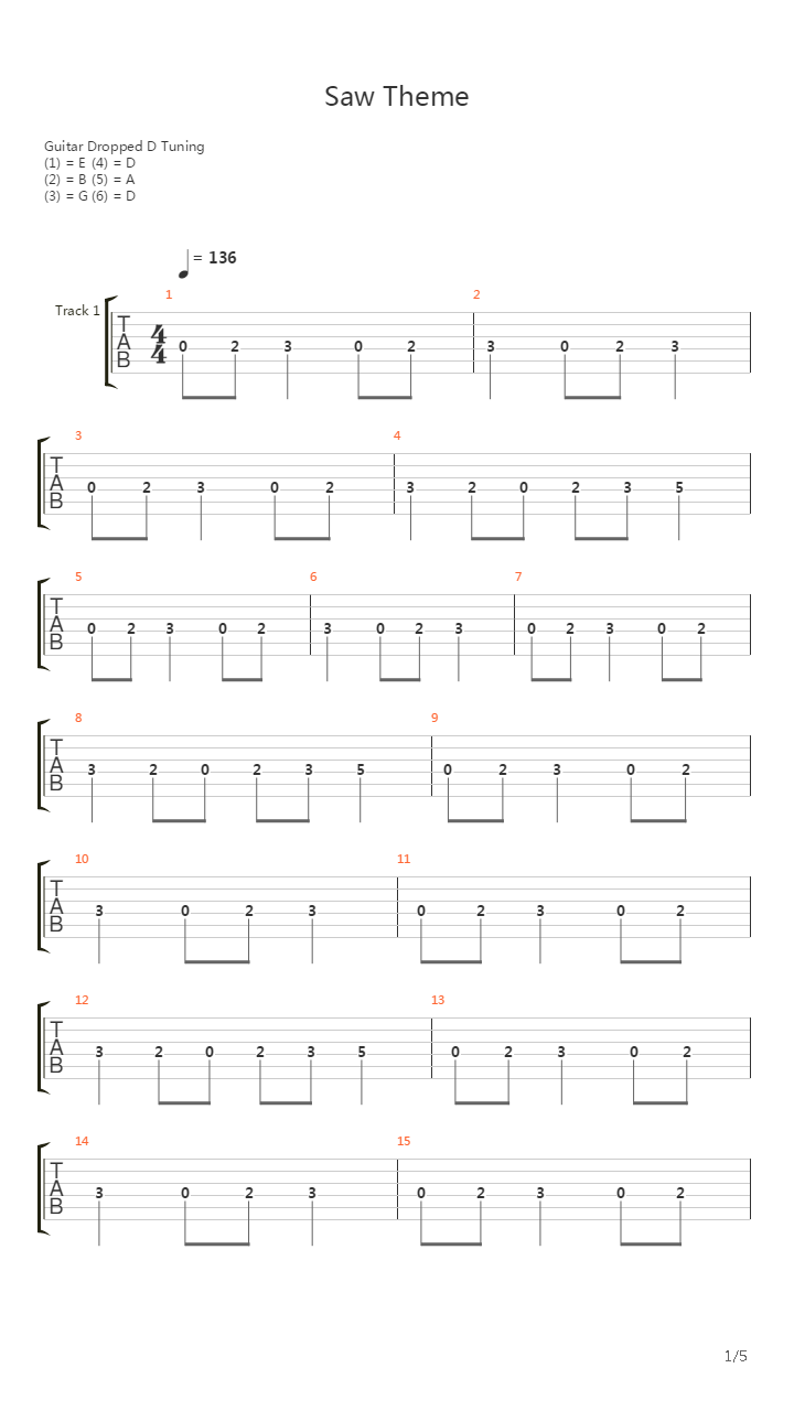 Saw(《电锯惊魂》电影主题曲)吉他谱