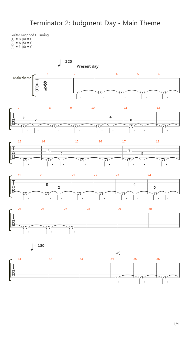 Terminator 2(终结者2) - Theme吉他谱