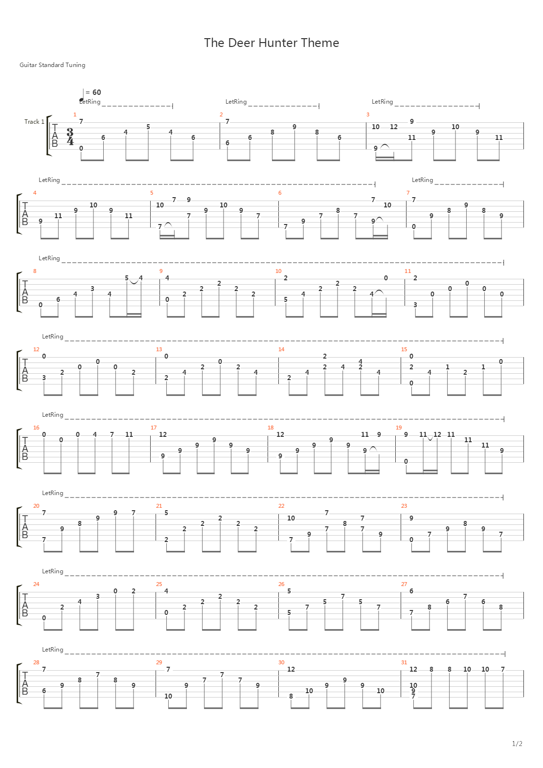 The Deer Hunter - Theme吉他谱