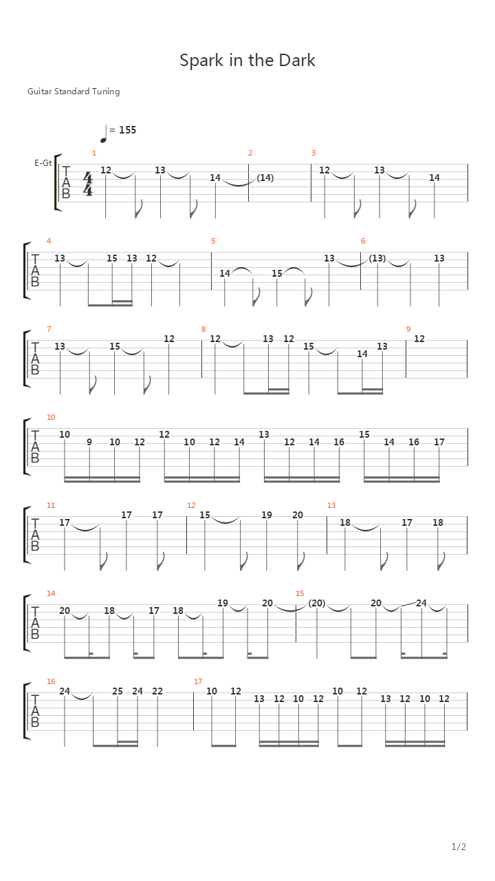 头文字D - Spark in the Dark吉他谱
