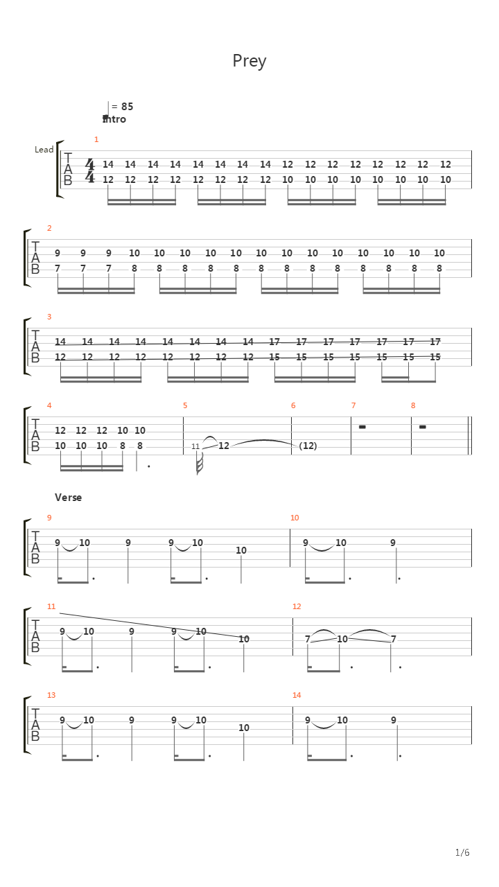 Prey吉他谱