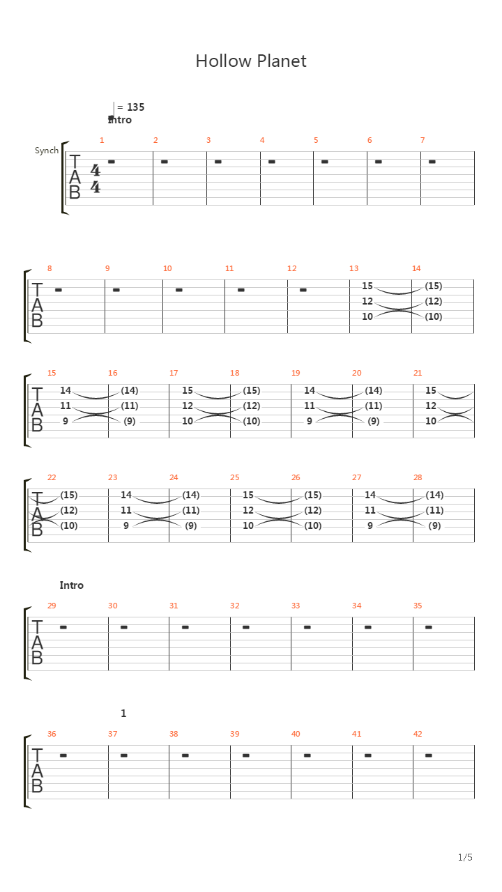 Hollow Planet吉他谱
