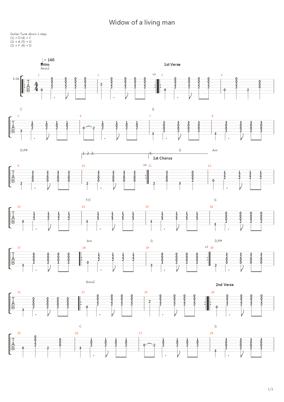 Widow Of A Living Man吉他谱