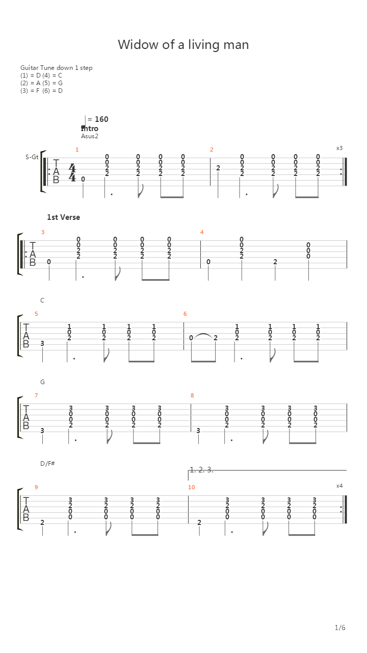 Widow Of A Living Man吉他谱