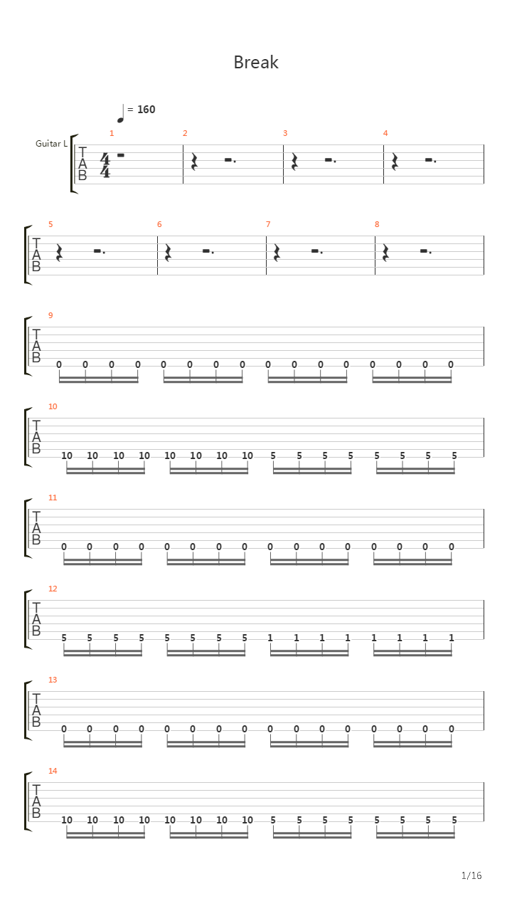 Break吉他谱