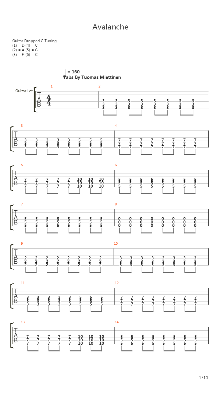 Avalanche吉他谱