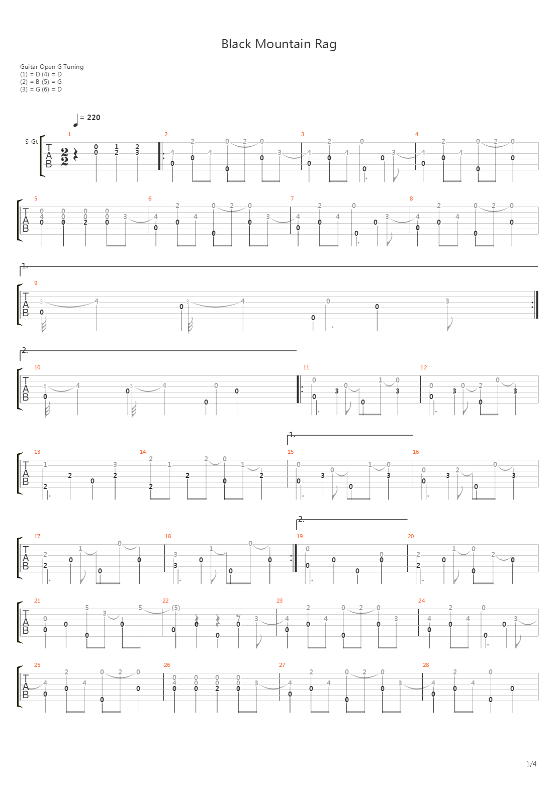Black Mountain Rag吉他谱