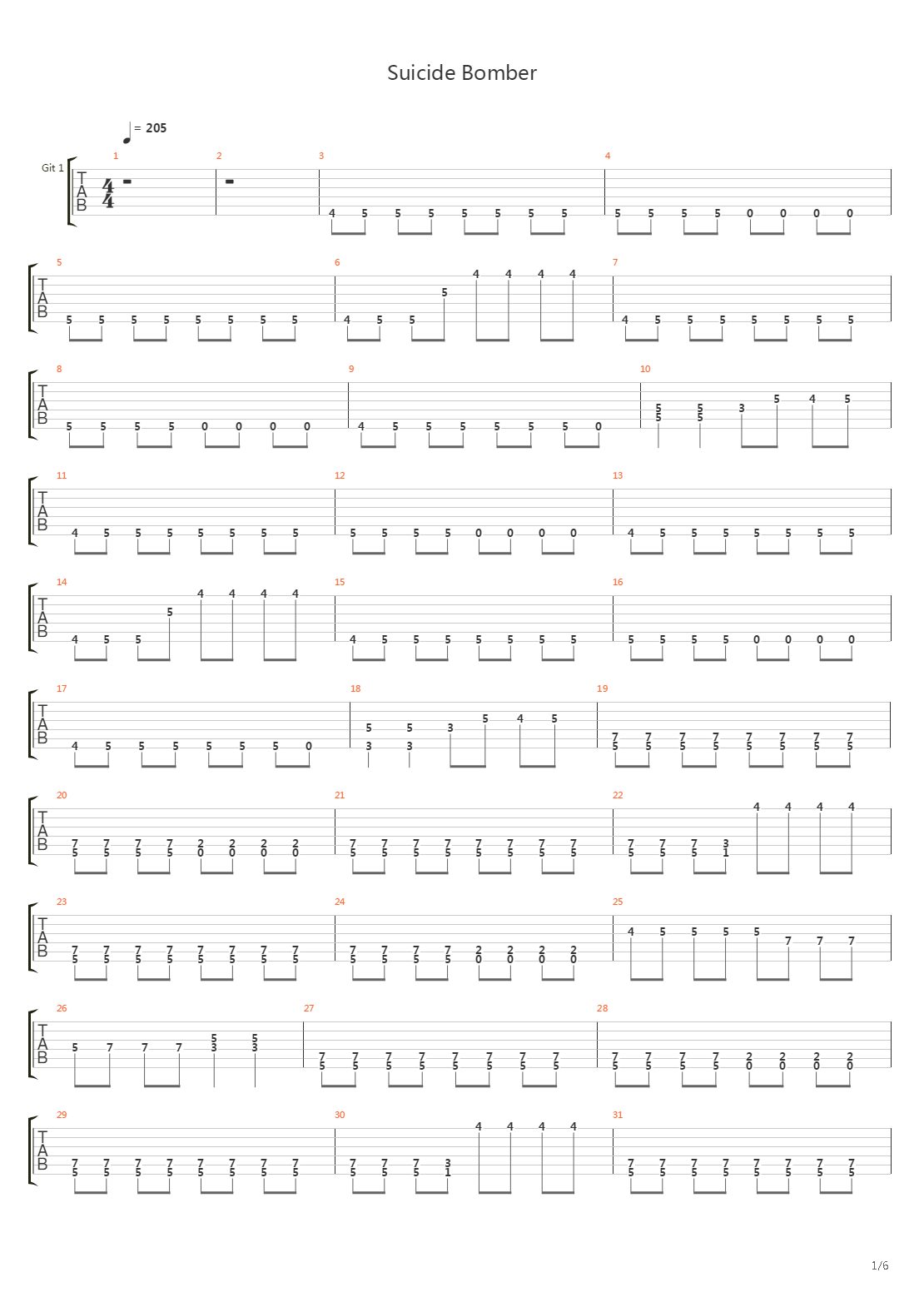 Suicide Bomber吉他谱