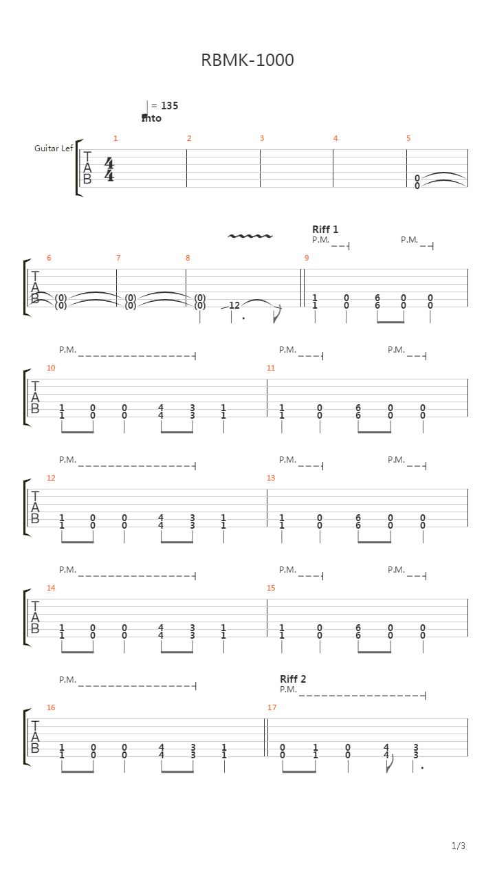 Rbmk-1000吉他谱