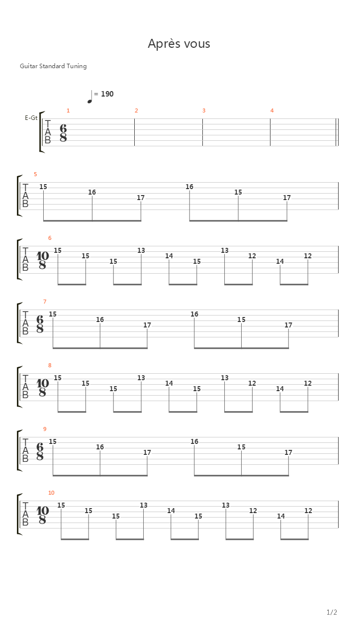 Apres Vous吉他谱