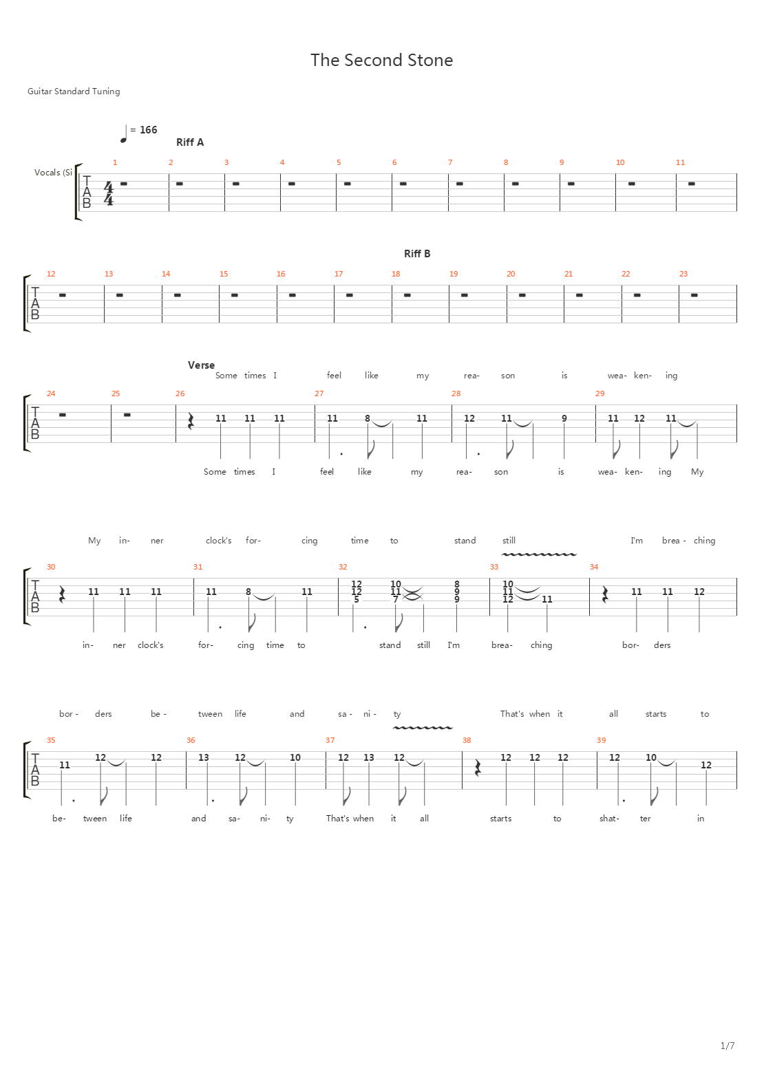 The Second Stone吉他谱