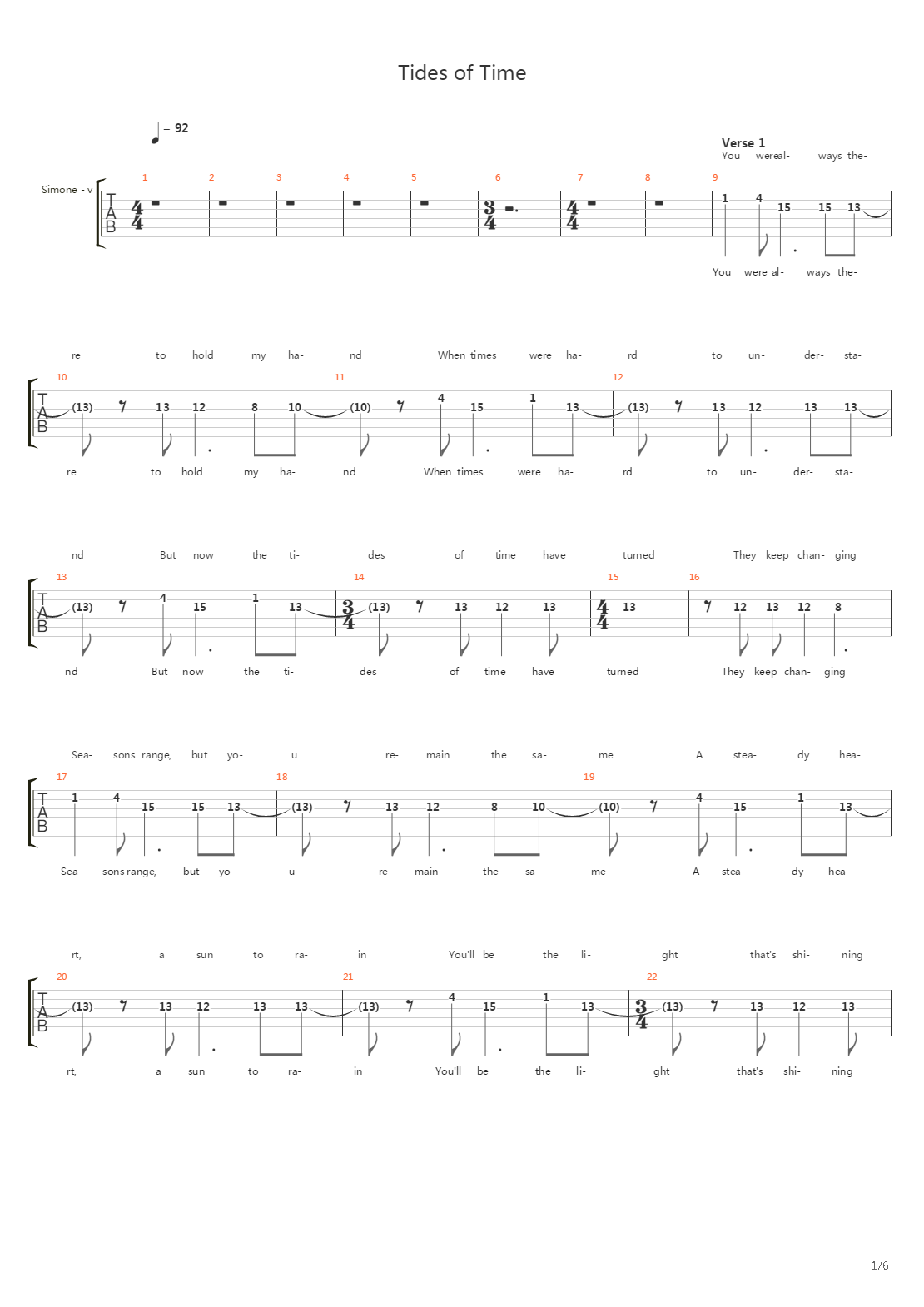 Tides Of Time吉他谱