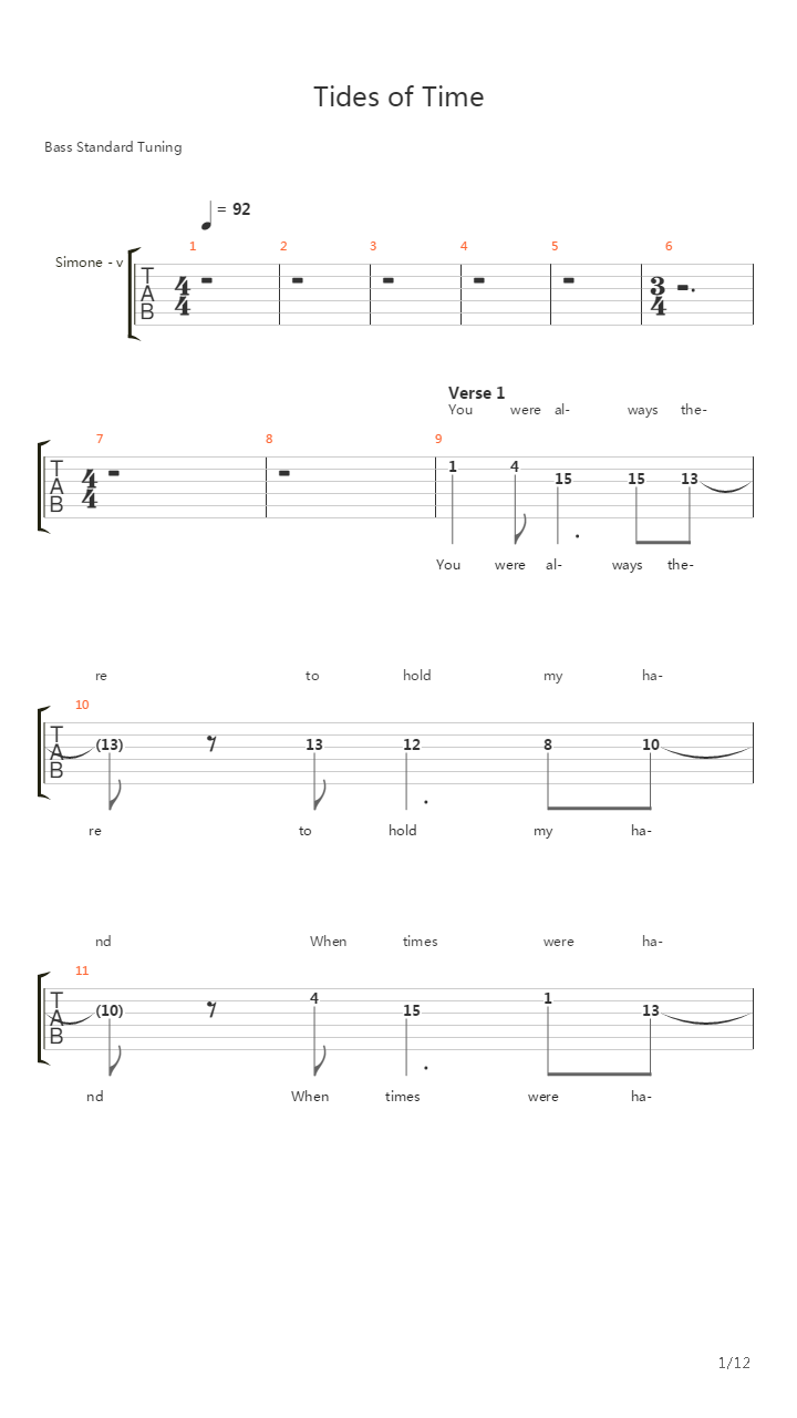 Tides Of Time吉他谱