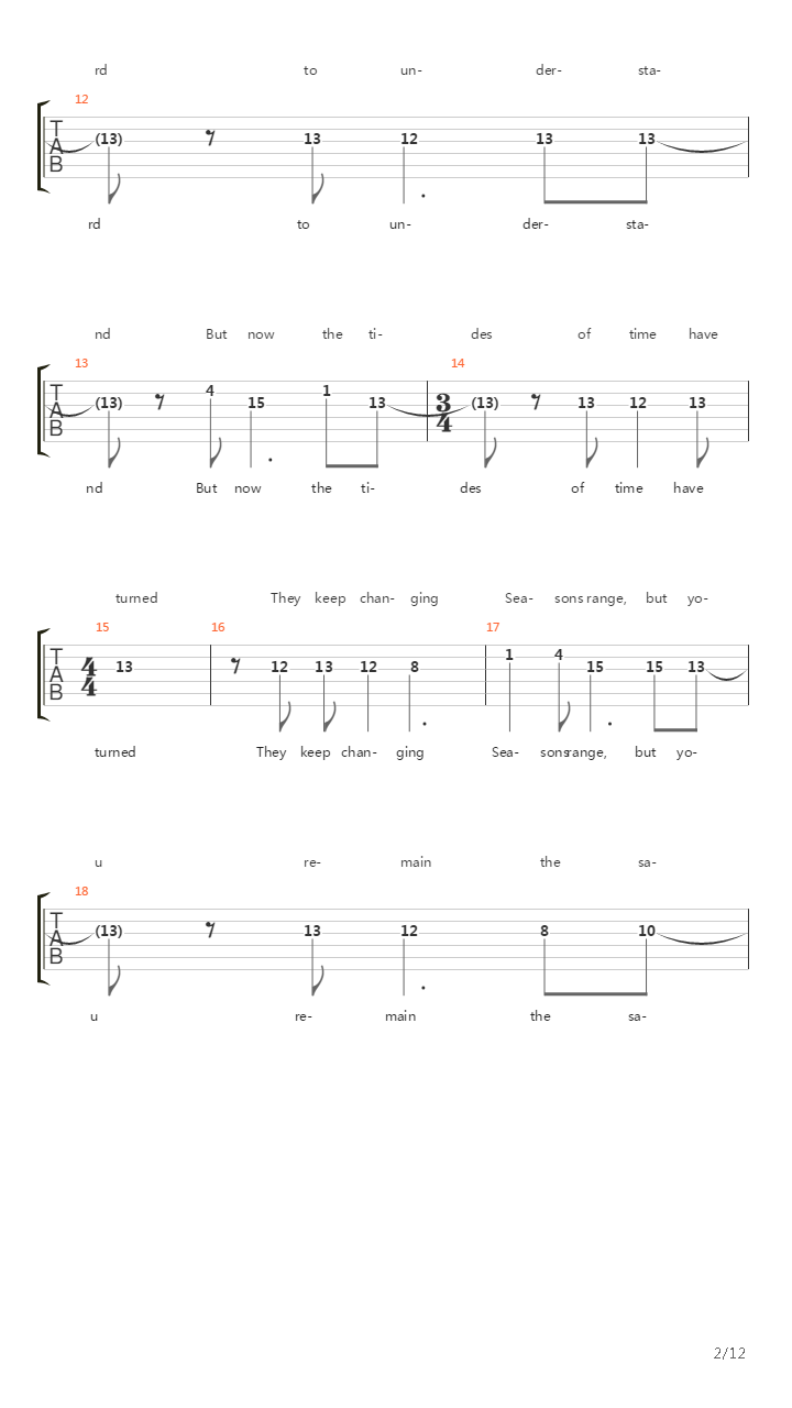 Tides Of Time吉他谱