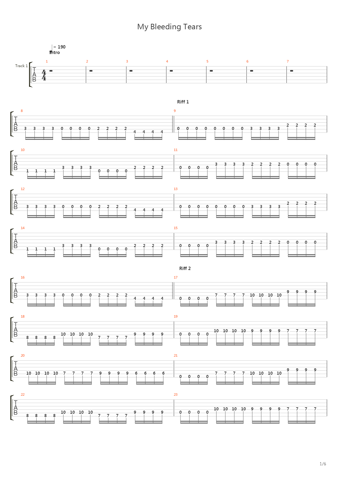 My Bleeding Tears吉他谱