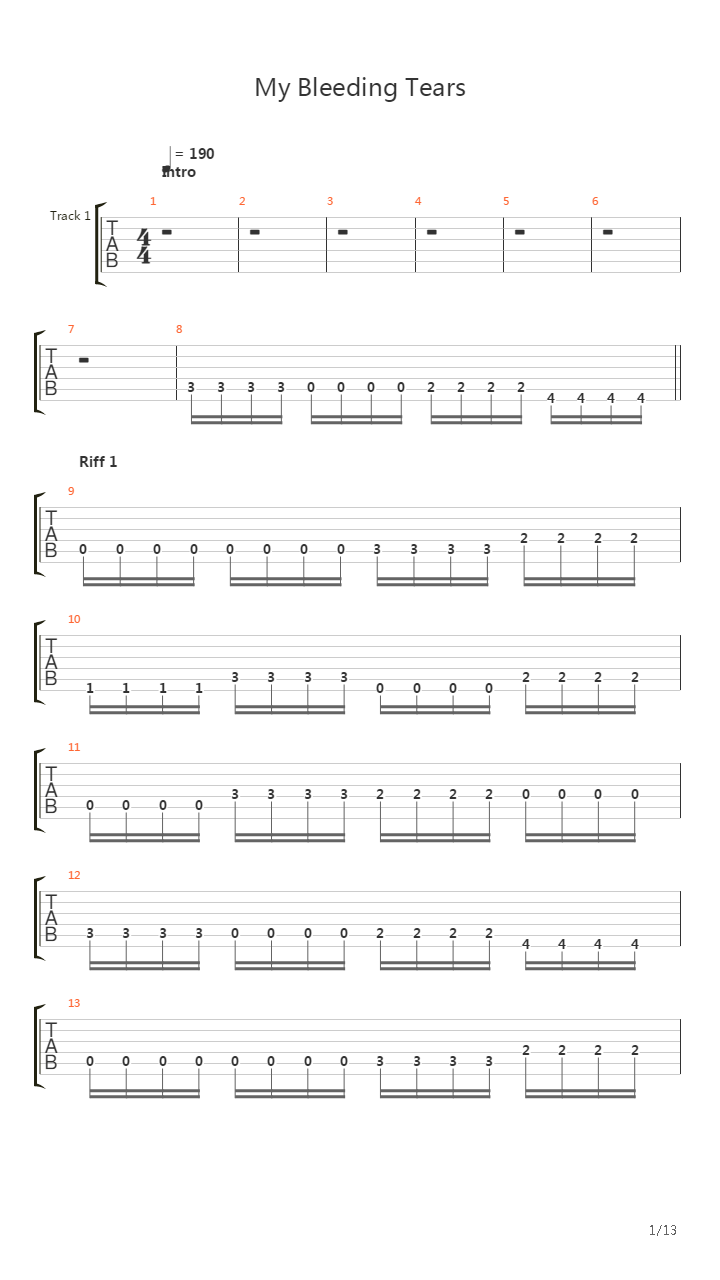 My Bleeding Tears吉他谱