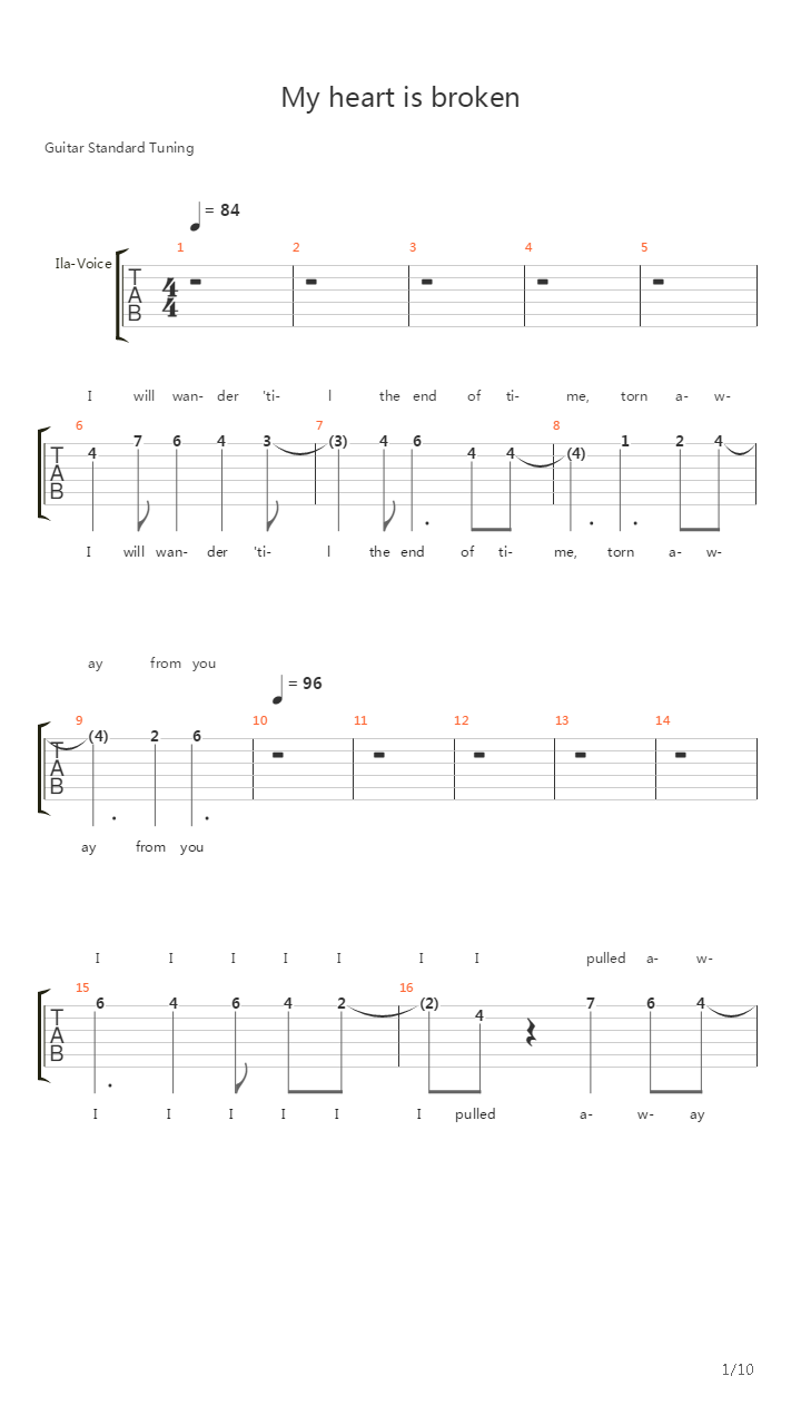 My Heart Is Broken吉他谱