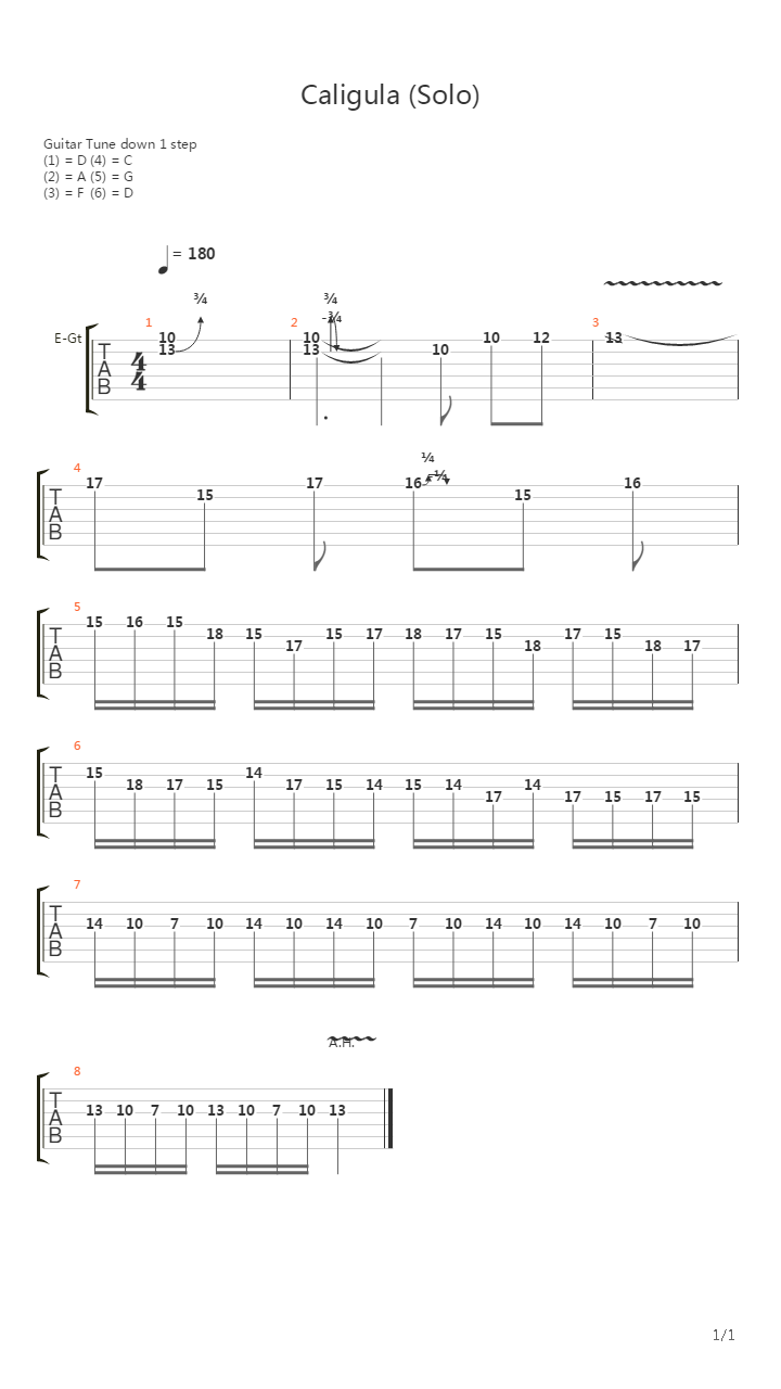 Caligula Solo吉他谱