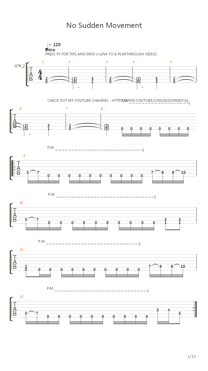 No Sudden Movement吉他谱