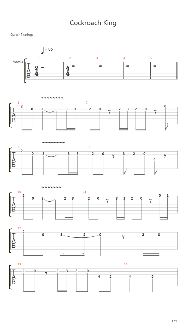 Cockroach King吉他谱