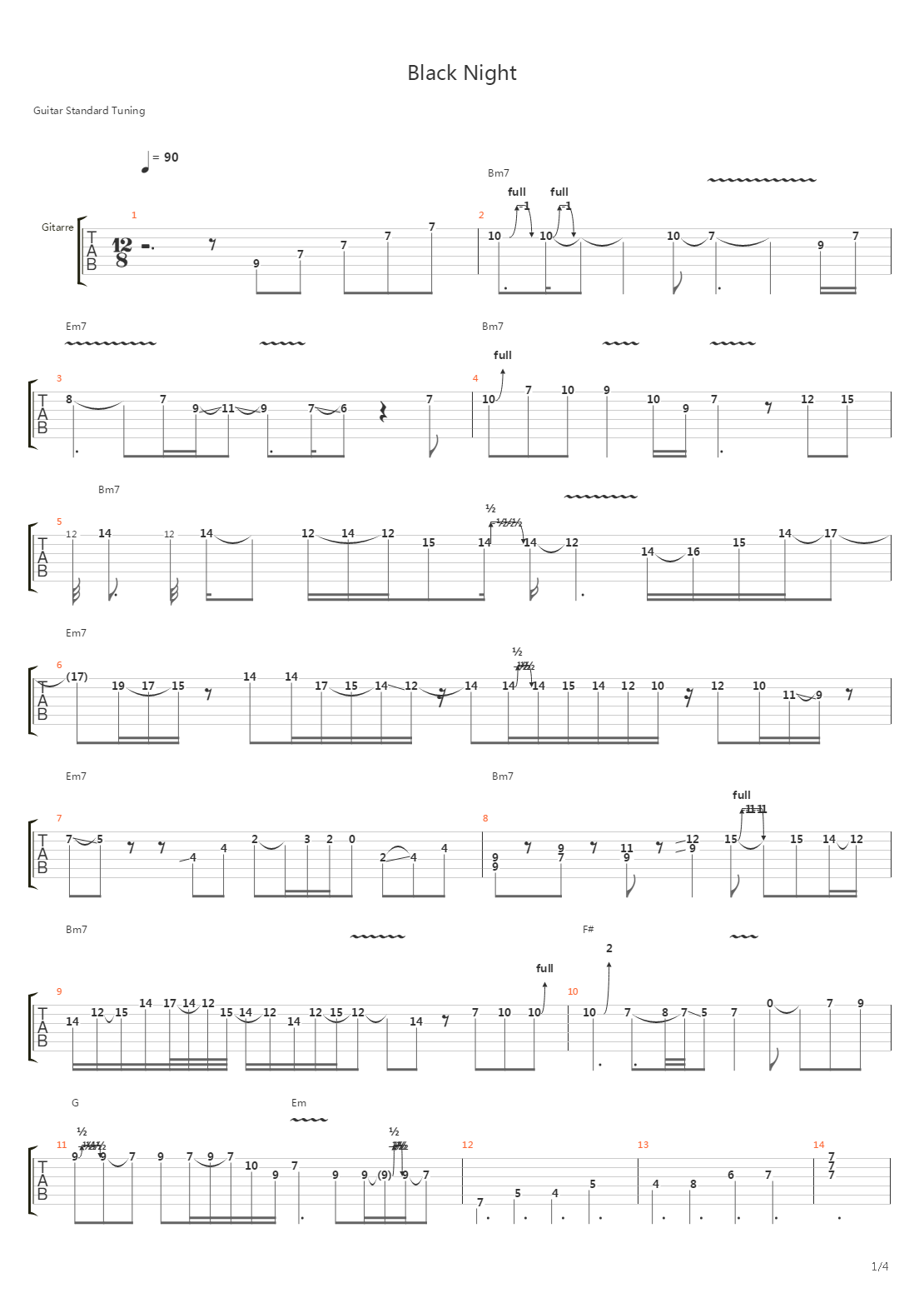 Black Night吉他谱