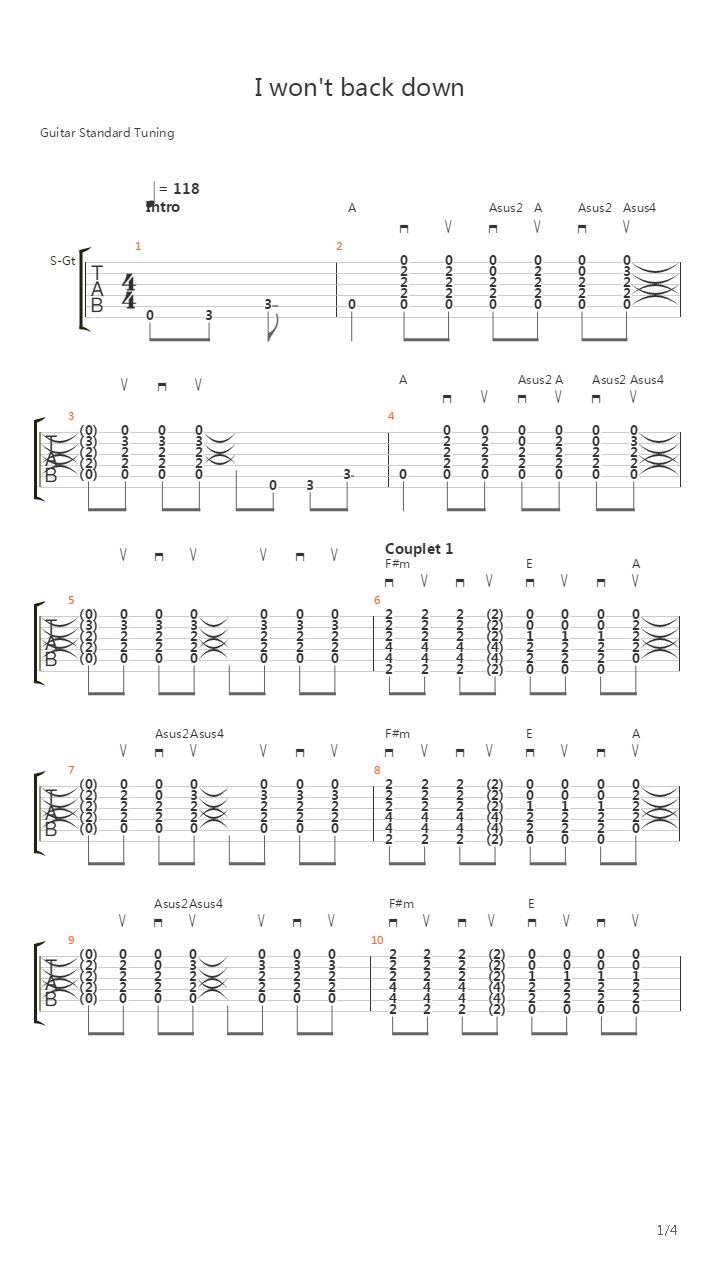 I Wont Back Down吉他谱