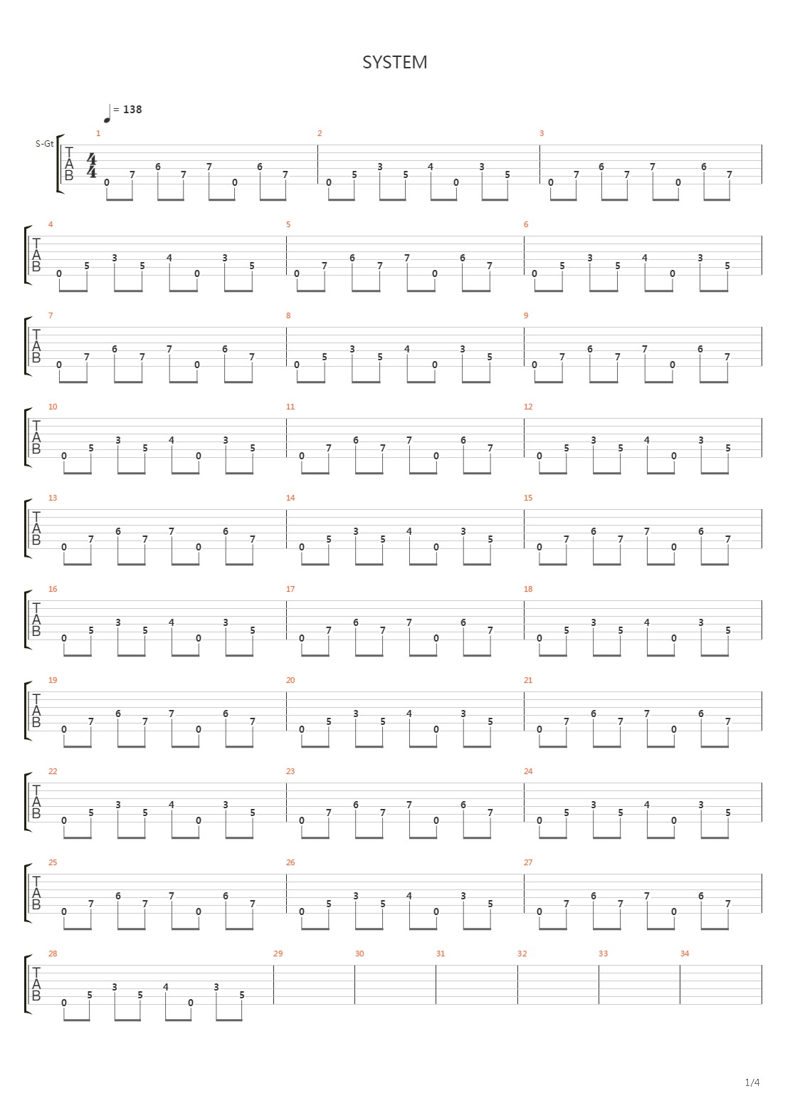 System吉他谱