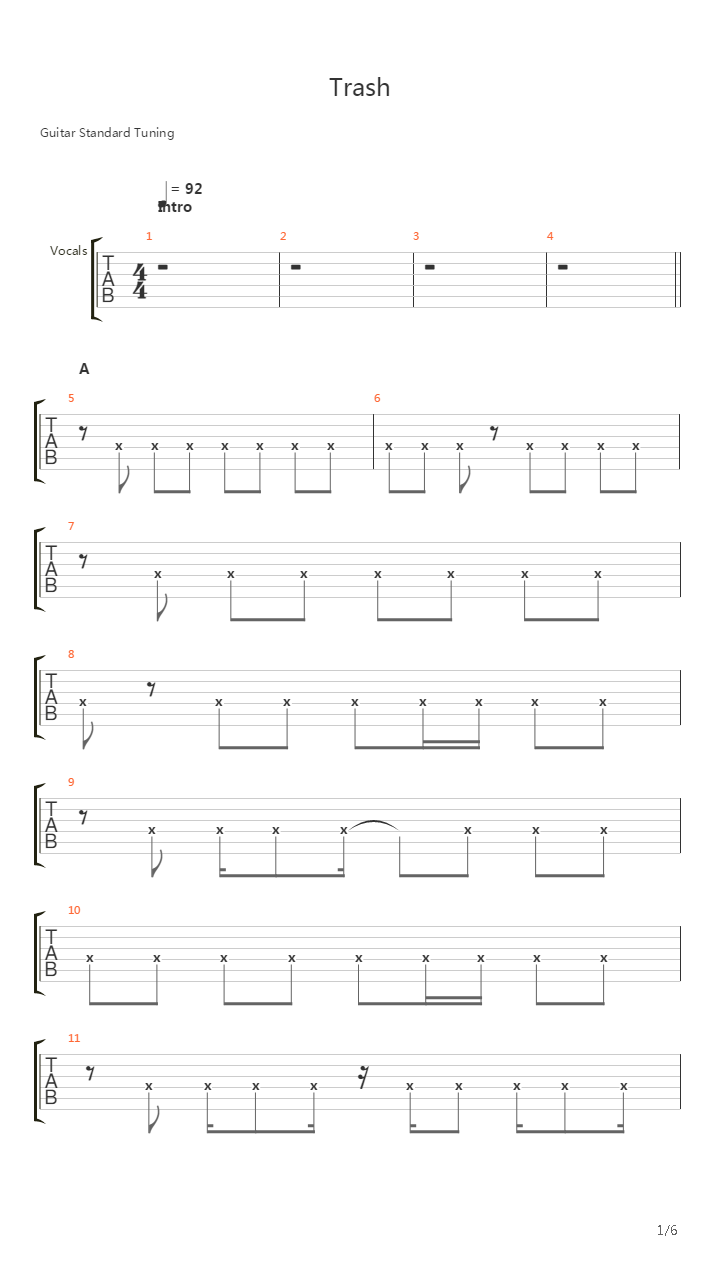 Trash吉他谱