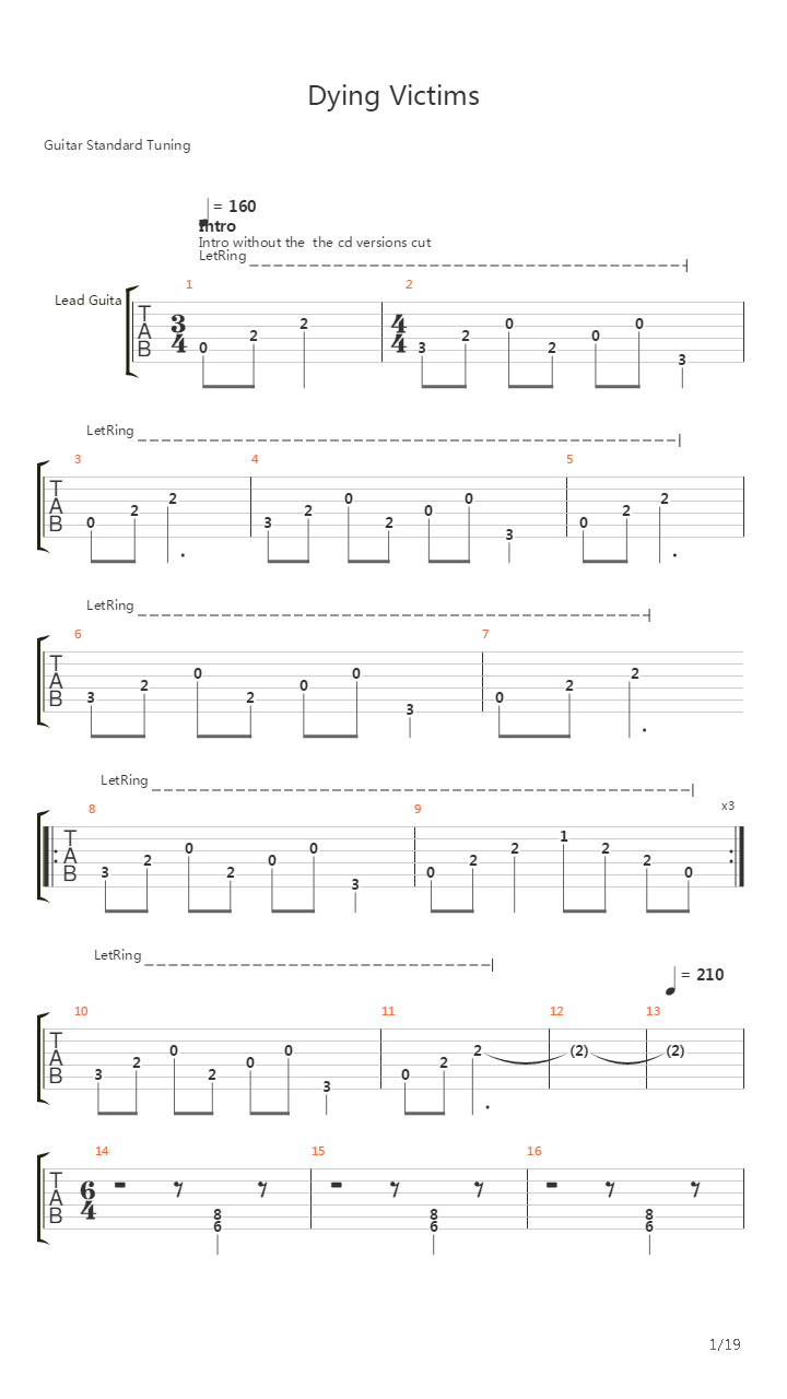 Dying Victims吉他谱