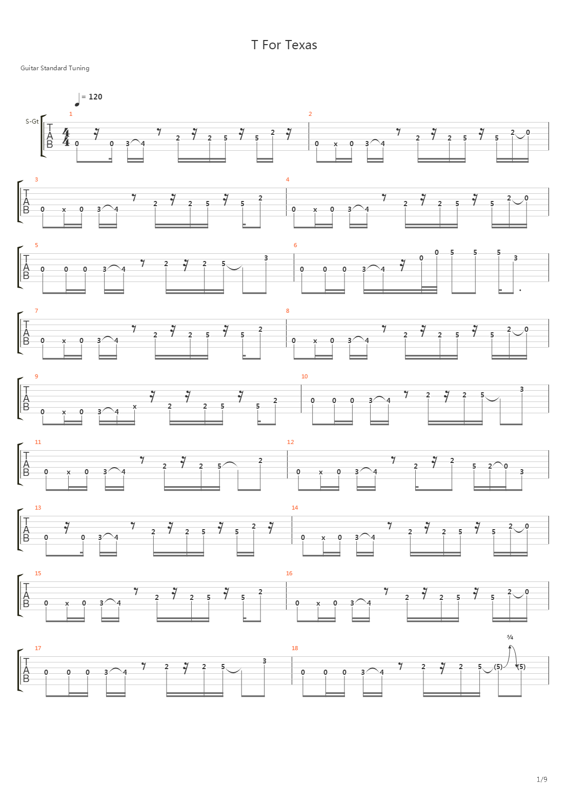 T For Texas吉他谱