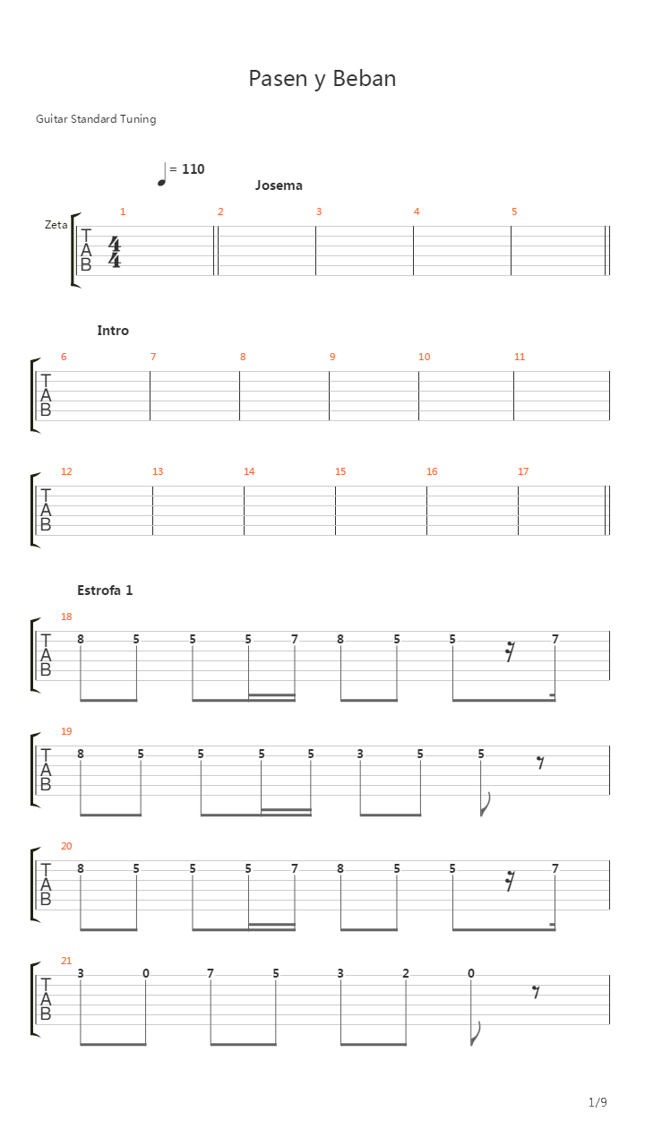 Pasen Y Beban吉他谱