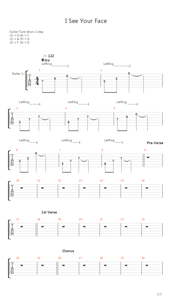 I See Your Face吉他谱