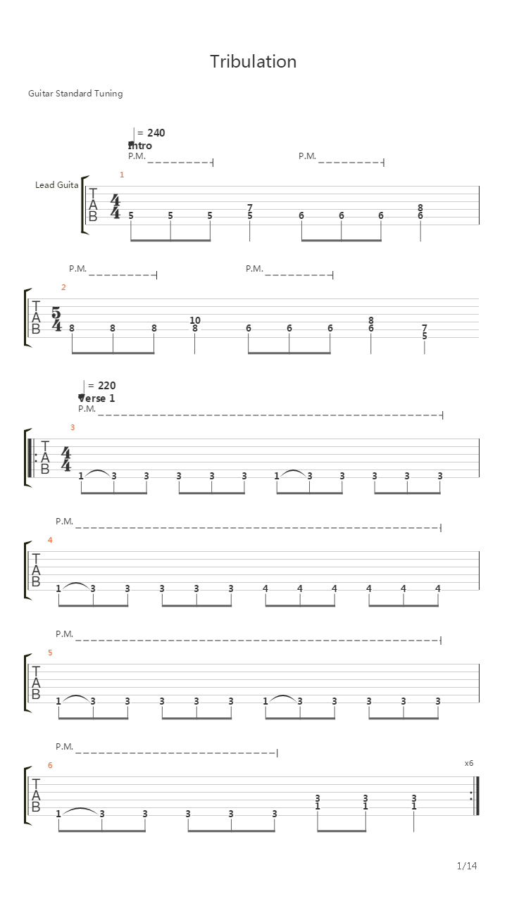 Tribulation吉他谱