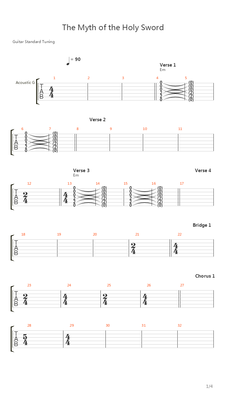 The Myth Of The Holy Sword吉他谱