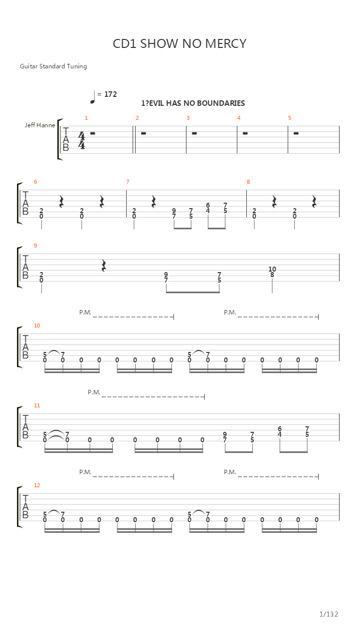 Show No Mercy吉他谱