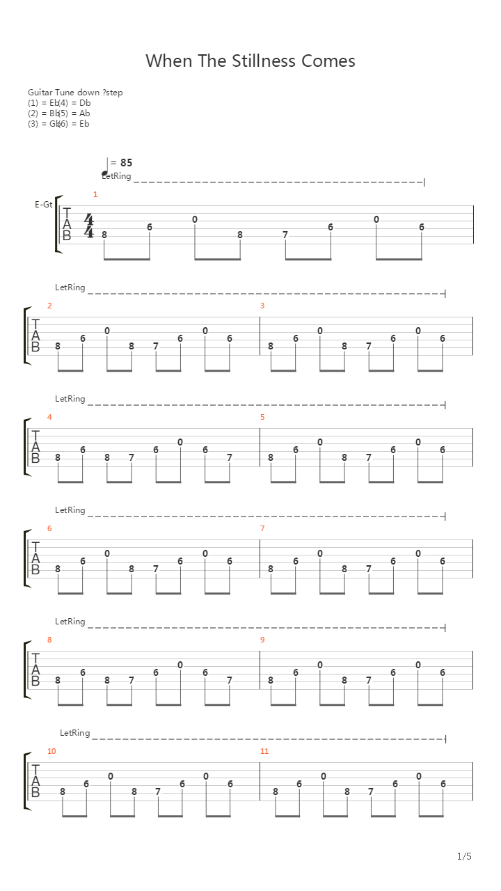 When The Stillness Comes吉他谱