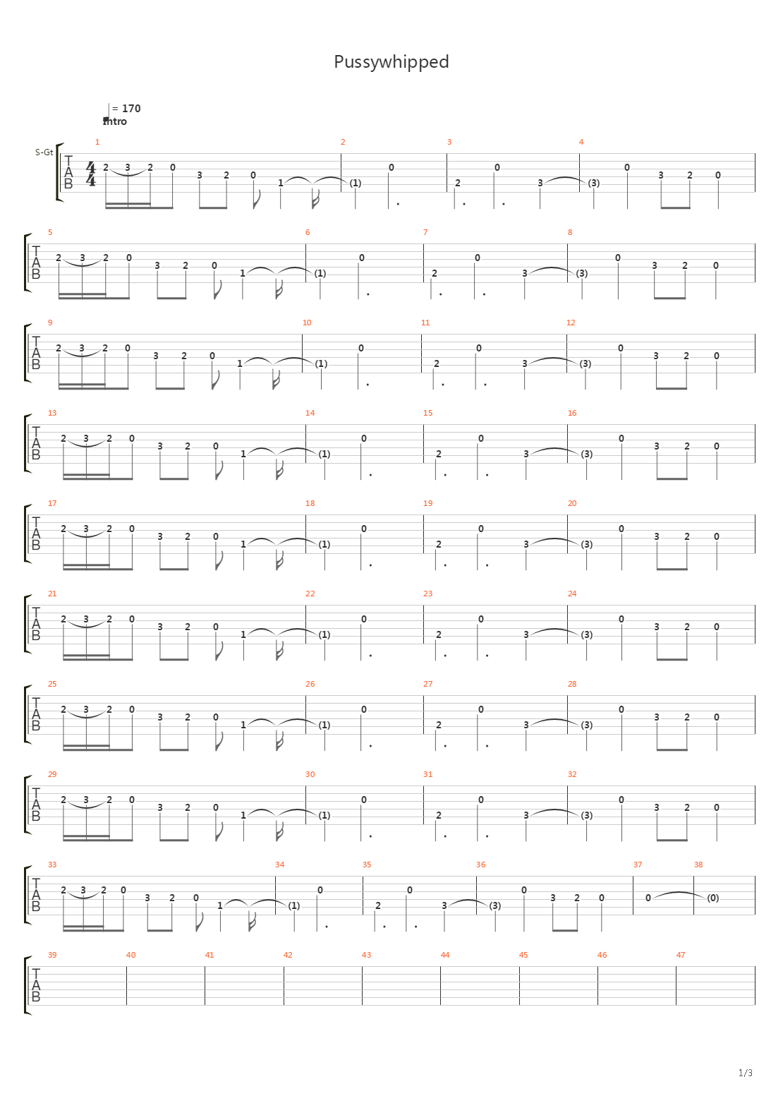 Pussywhipped吉他谱
