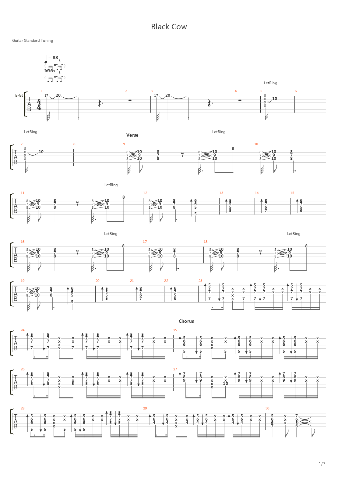 Black Cow吉他谱