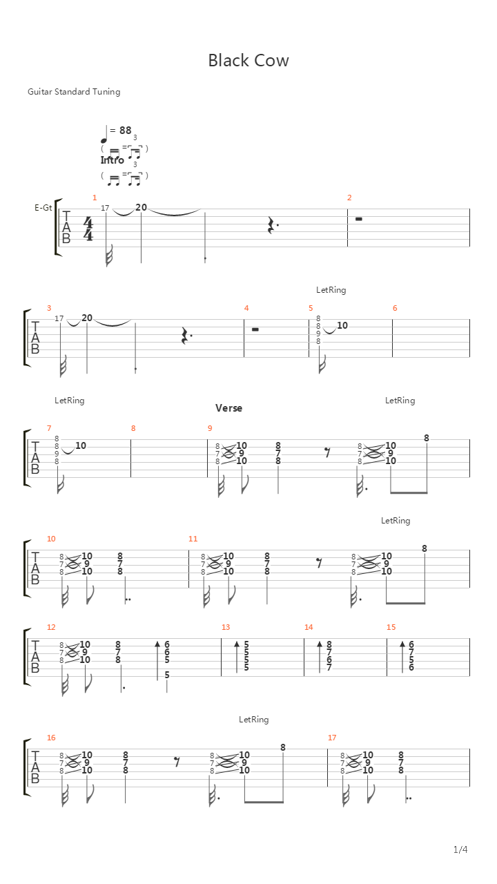 Black Cow吉他谱